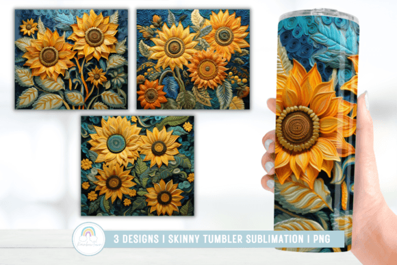 3D Embroidery Sunflower Tumbler for Seasonal Projects