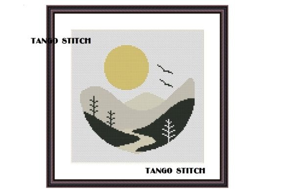 Abstract Mountains Landscape Embroidery Review for Boutique Sweatshirts