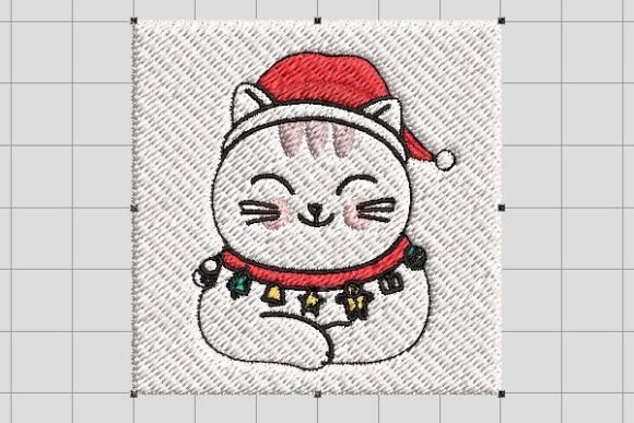 Cat with a Santa Claus Hat Embroidery File Review