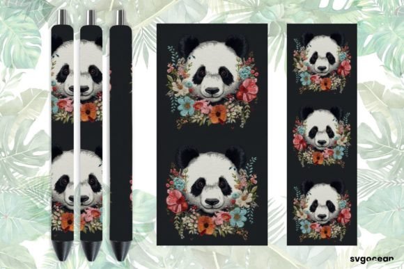 Embroidery Panda Pen Wraps Sublimation