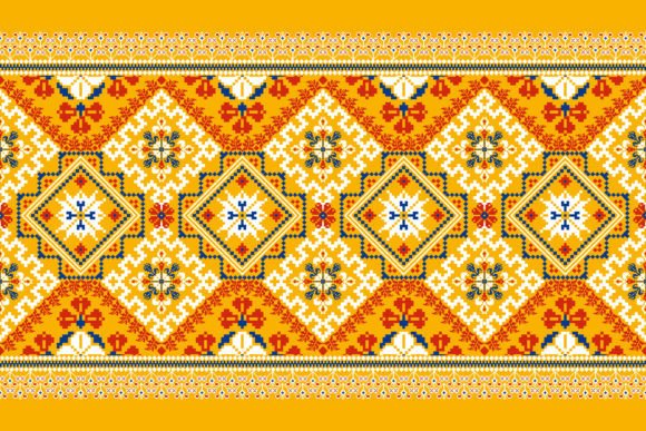 Floral Knitted Embroidery.Pixel Art Review for Sweatshirt Projects