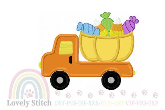 Halloween Truck Embroidery for Boutique Apparel