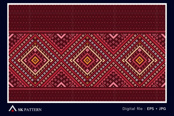 Red Embroidery Ethnic Pattern Geometric Review